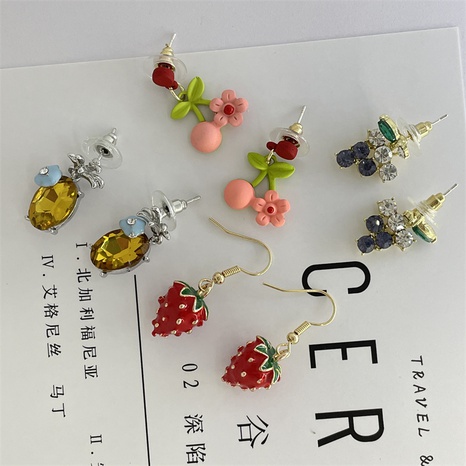 Sweet Fruit Flower Alloy Inlay Rhinestones Women'S Drop Earrings 1 Pair's discount tags
