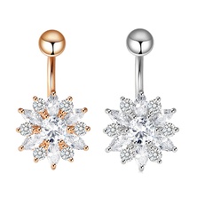 Simple Style Geometric Stainless Steel Zircon Belly Ring 1 Piece