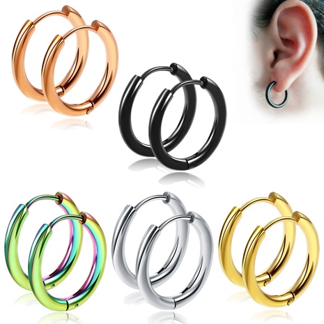 Retro Solid Color Stainless Steel Plating Hoop Earrings 1 Piece's discount tags
