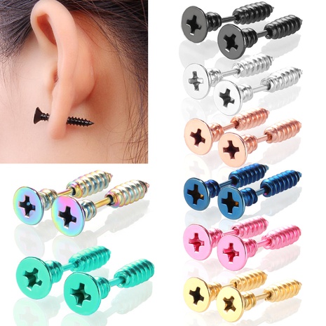 Fashion Solid Color Stainless Steel Ear Studs 1 Piece's discount tags