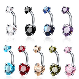 Fashion Geometric Heart Shape Stainless Steel Inlaid Zircon Zircon Belly Ring 1 Piecepicture9