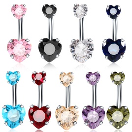Fashion Geometric Heart Shape Stainless Steel Inlaid Zircon Zircon Belly Ring 1 Piecepicture12