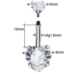 Fashion Geometric Heart Shape Stainless Steel Inlaid Zircon Zircon Belly Ring 1 Piecepicture8