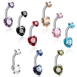 Fashion Geometric Heart Shape Stainless Steel Inlaid Zircon Zircon Belly Ring 1 Piecepicture7