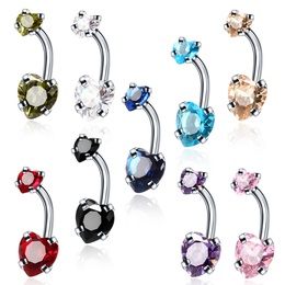 Fashion Geometric Heart Shape Stainless Steel Inlaid Zircon Zircon Belly Ring 1 Piecepicture6
