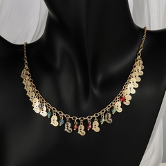 Mode Herzform Eisen Kupfer Vergoldet Künstlicher Kristall Halskette Mit Anhänger 1 Stück