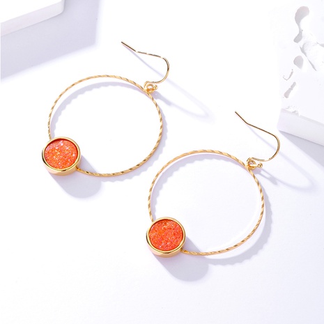 Fashion Round Copper Gold Plated Dangling Earrings 1 Pair's discount tags