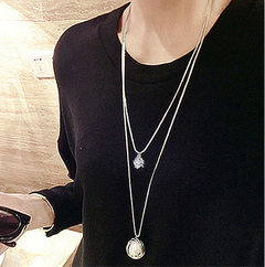 Fashion Round Alloy Inlay Artificial Pearls Rhinestones Women'S Layered Necklaces 1 Piece