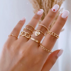 Fashion Heart Shape Alloy Gold Plated Rhinestones Women'S Rings 1 Set
