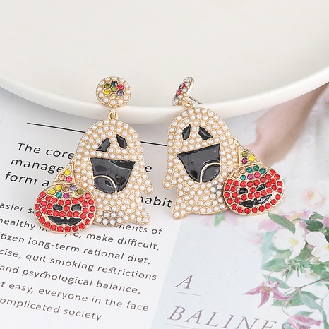 INS Style Pumpkin Alloy Inlay Pearl Women'S Drop Earrings 1 Pair's discount tags