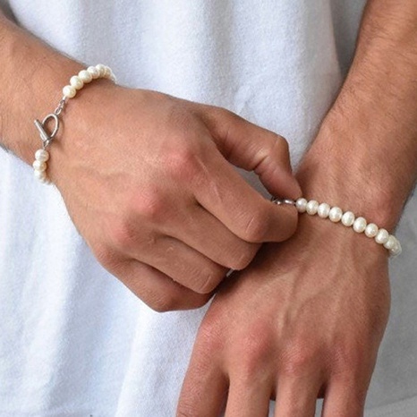 Style Classique Géométrique Perle Artificielle Alliage Perlé Hommes Bracelets 1 Pièce's discount tags