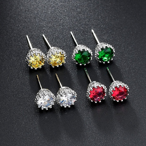 Fashion Solid Color Copper Inlay Zircon Ear Studs 1 Pair's discount tags