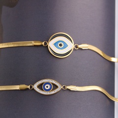 Fashion Devil'S Eye Titanium Steel Inlay Artificial Gemstones Bracelets 1 Piece