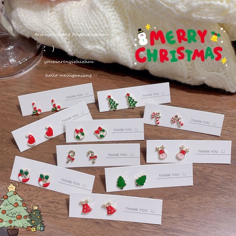 Fashion Santa Claus Christmas Socks Alloy Enamel Women'S Ear Studs 1 Pair's discount tags