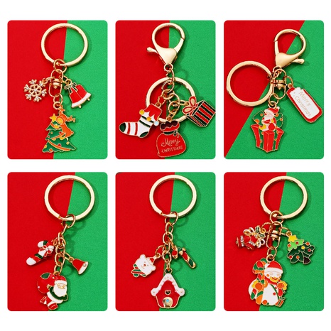 Fashion Christmas Tree Santa Claus Snowman Alloy Enamel Bag Pendant Keychain 1 Piece's discount tags