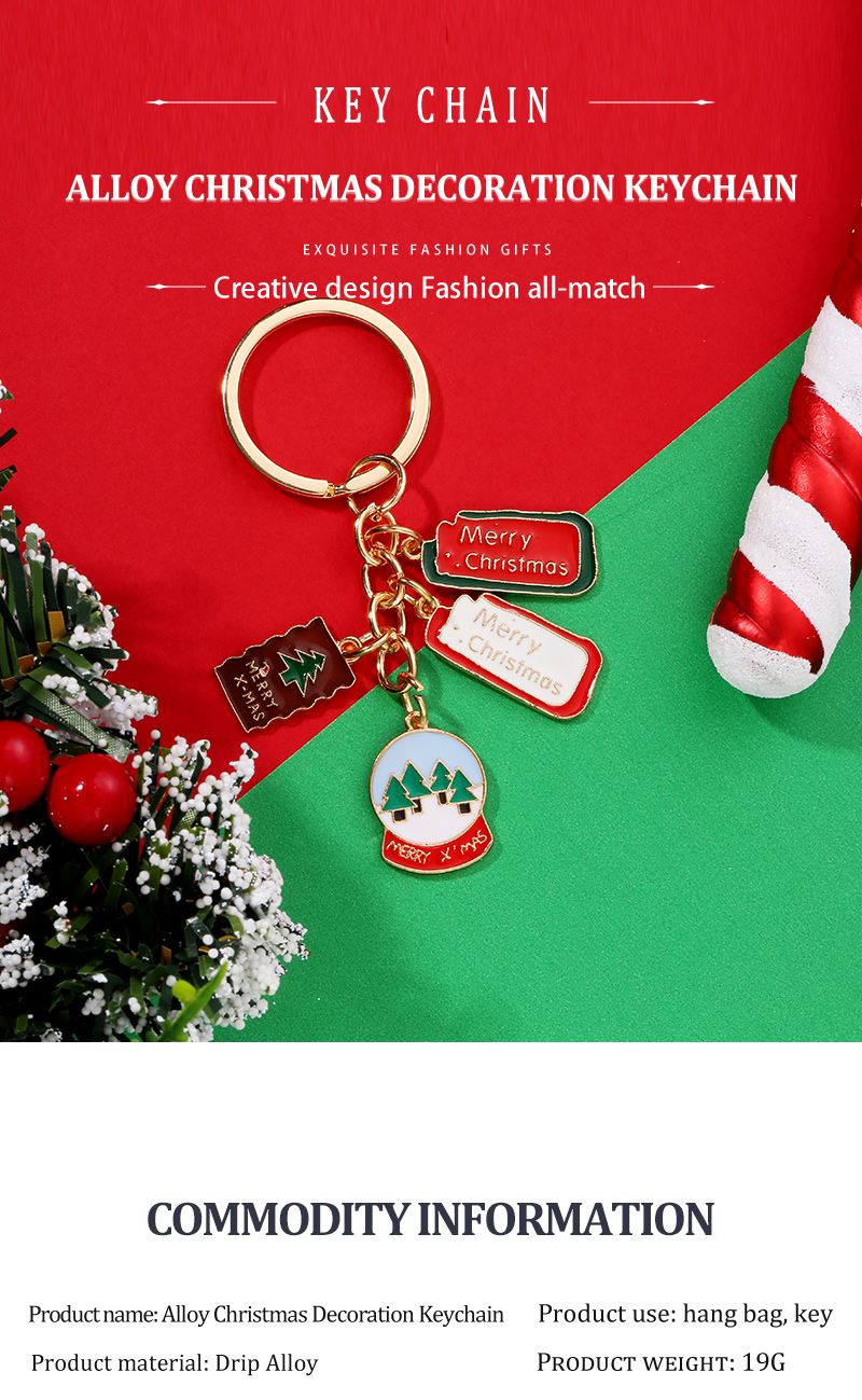 Fashion Christmas Tree Santa Claus Snowman Alloy Enamel Bag Pendant Keychain 1 Piecepicture1
