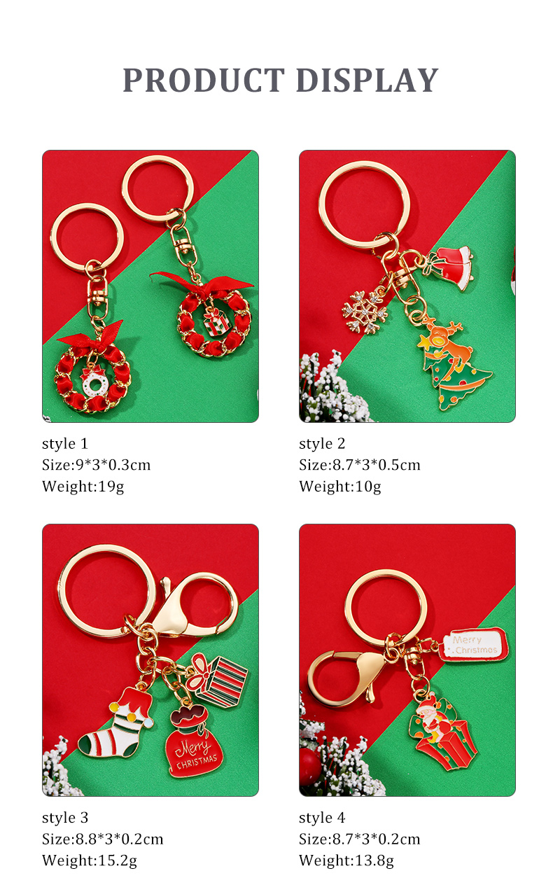 Fashion Christmas Tree Santa Claus Snowman Alloy Enamel Bag Pendant Keychain 1 Piecepicture3