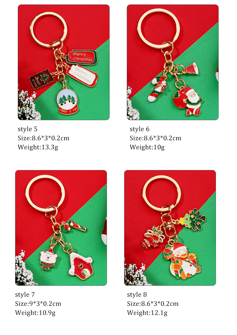 Fashion Christmas Tree Santa Claus Snowman Alloy Enamel Bag Pendant Keychain 1 Piecepicture4