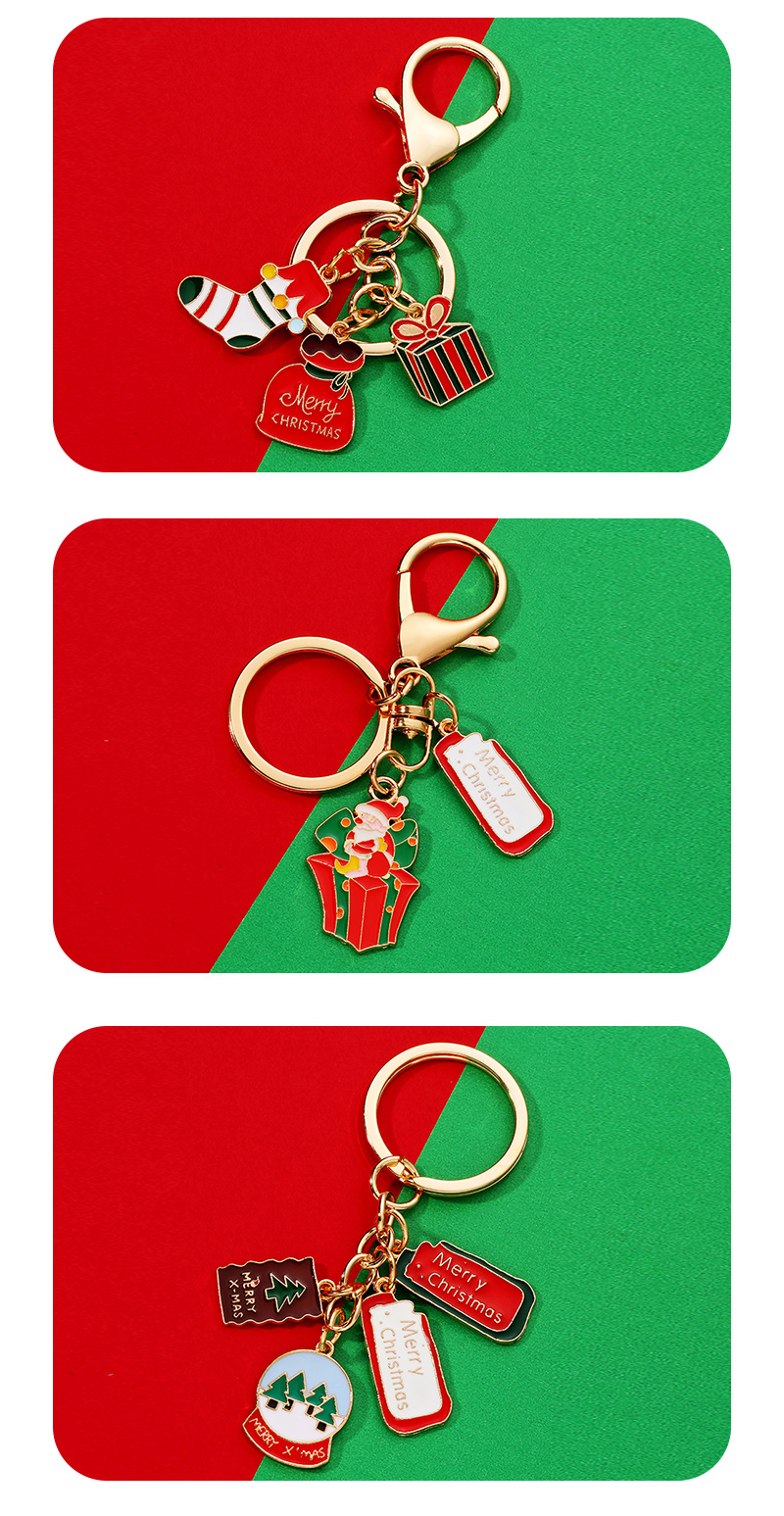 Fashion Christmas Tree Santa Claus Snowman Alloy Enamel Bag Pendant Keychain 1 Piecepicture6