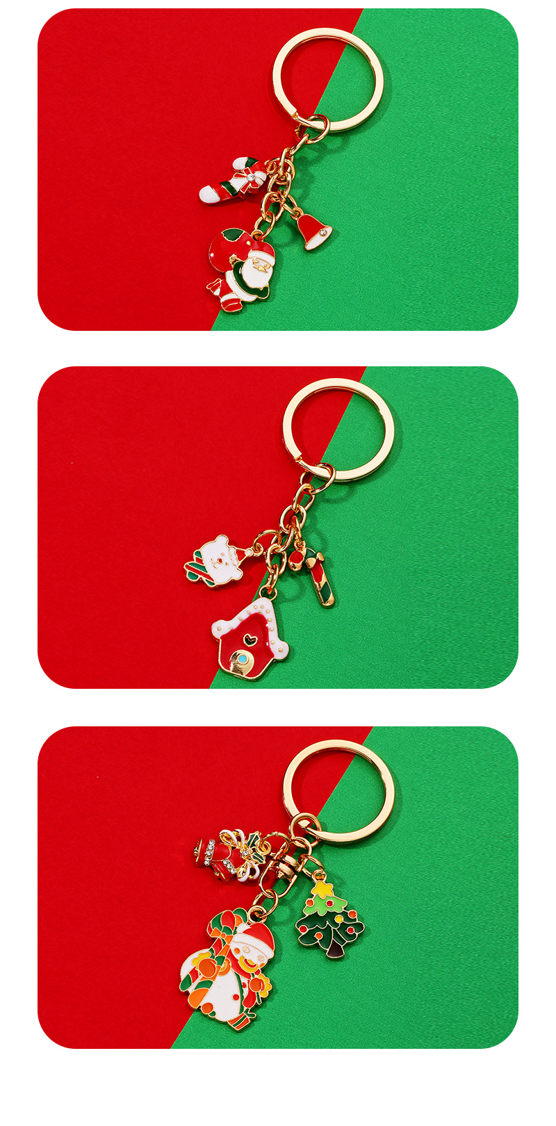 Fashion Christmas Tree Santa Claus Snowman Alloy Enamel Bag Pendant Keychain 1 Piecepicture7