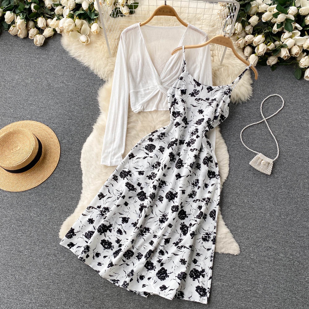 Vacation Ditsy Floral U Neck Sleeveless Printing Polyester Dresses Midi Dress Boho Dresspicture1