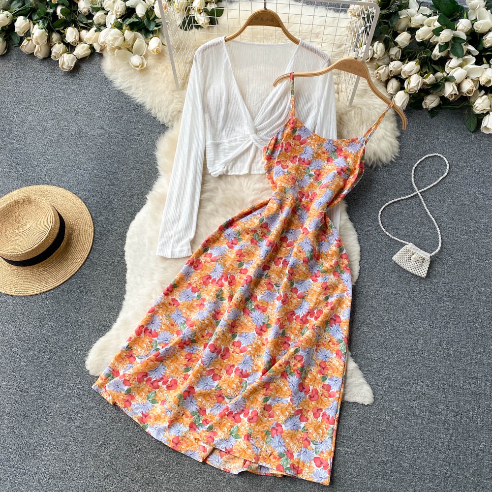 Vacation Ditsy Floral U Neck Sleeveless Printing Polyester Dresses Midi Dress Boho Dresspicture8