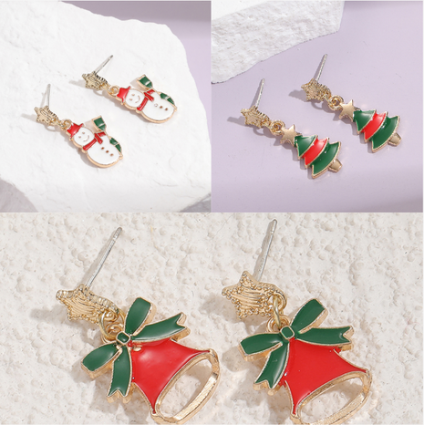 Cute Christmas Tree Bell Snowman Alloy Women'S Drop Earrings 1 Pair's discount tags