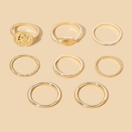 Fashion Geometric Leaf Alloy Gold Plated WomenS Rings 1 Setpicture9