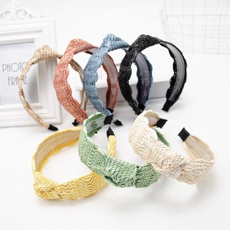 Sweet Solid Color Cloth Straw Hair Band's discount tags
