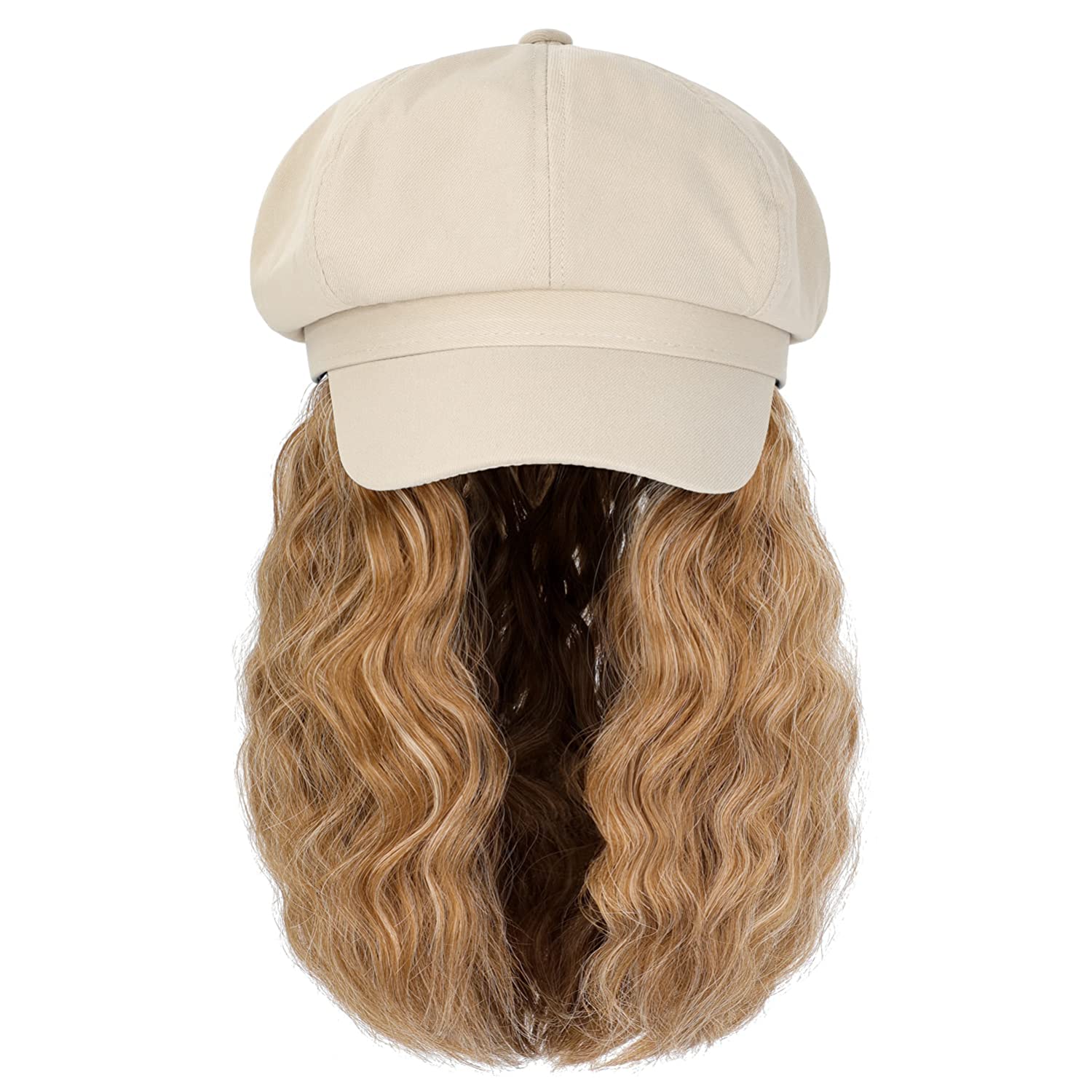 WomenS Casual Fashion Brown White Casual high temperature wire Curls Wigspicture4