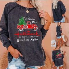 Casual Christmas Tree Letter Car Polyester Round Neck Long Sleeve Raglan Sleeve Printing Patchwork Hoodie