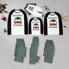 Fashion Christmas Tree Letter Plaid Polyester Printing Patchwork Pants Sets Straight Pants Blouse Family Matching Outfits
