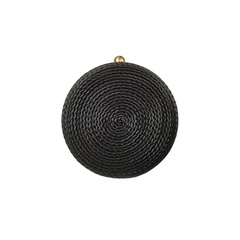Black Gold Silver Pu Leather Stripe Round Clutch Evening Bag