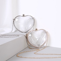 Gold Silver Arylic Solid Color Transparent Heart-shaped Clutch Evening Bag