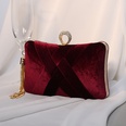 Wine Red Black velvet Solid Color Weave Pillow Shape Clutch Evening Bagpicture11