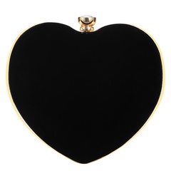 Red Black velvet Solid Color Heart-shaped Clutch Evening Bag