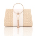 White Yellow Linen Solid Color Ornament Square Clutch Evening Bagpicture24