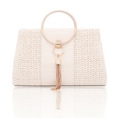 White Yellow Linen Solid Color Ornament Square Clutch Evening Bagpicture19
