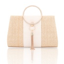 White Yellow Linen Solid Color Ornament Square Clutch Evening Bagpicture22