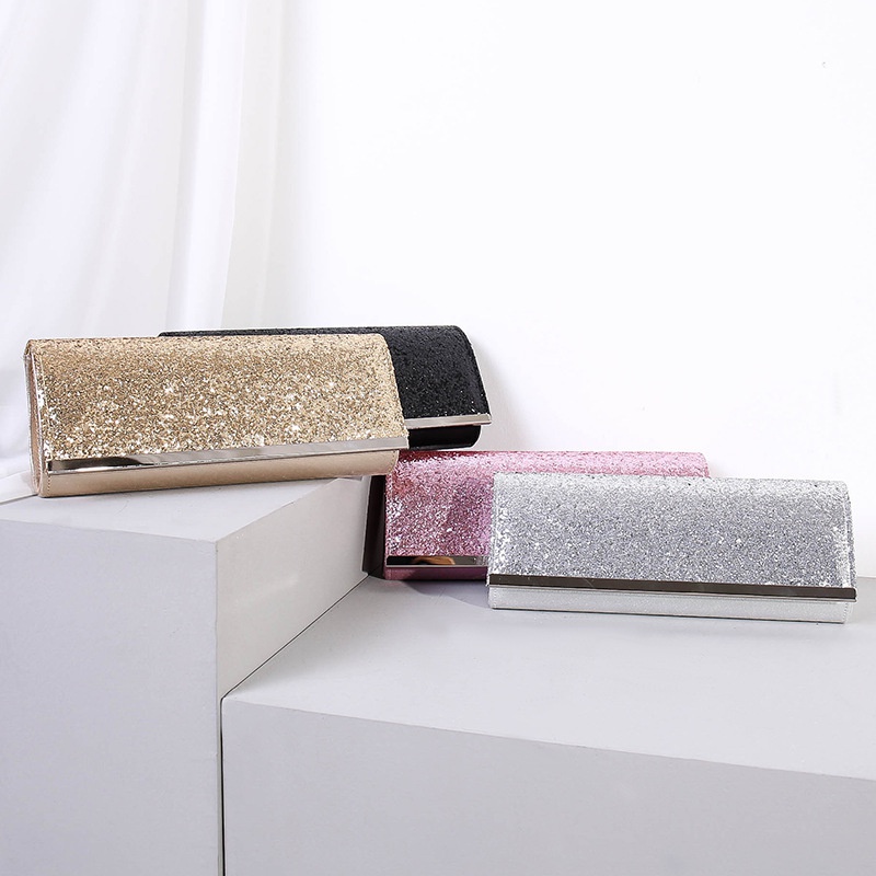 Yellow Black Pink Pu Leather Solid Color Square Clutch Evening Bag