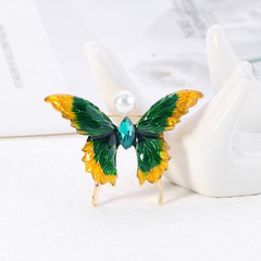 Retro Butterfly Alloy Enamel Artificial Pearls Women'S Brooches