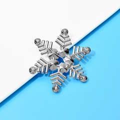 Elegant Snowflake Metal Inlay Rhinestones Unisex Brooches