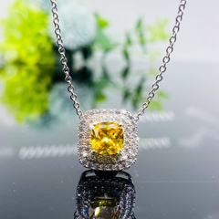 Elegant Geometric Square Copper Inlay Artificial Diamond Necklace 1 Piece