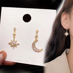 Simple Style Star Moon Alloy Inlay Rhinestones Women'S Drop Earrings 1 Pair