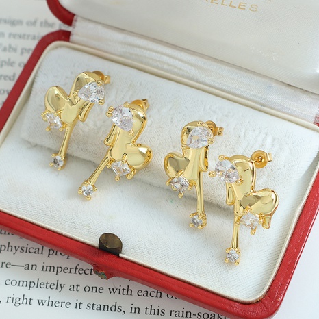 Classic Style Bird Brass Gold Plated Zircon Ear Studs 1 Pair's discount tags