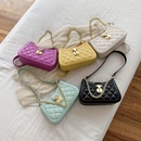 WomenS Small All Seasons Pu Leather Lingge Fashion Chain Square Lock clasp Underarm Bagpicture38