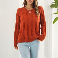 Fashion Solid Color Polyacrylonitrile Fiber Round Neck Long Sleeve Regular Sleeve Hollow Out Sweater