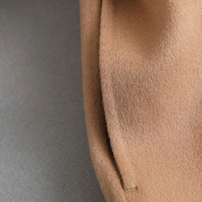Casual Solid Color Belt woolen Placket Tie Coat Woolen Coatpicture6