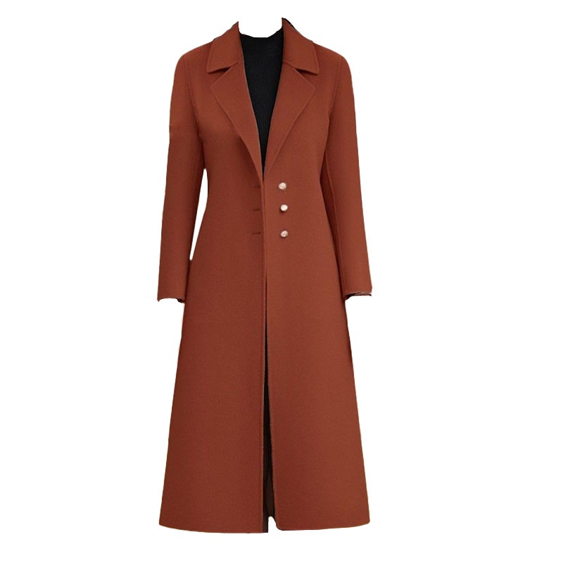 Casual Solid Color Button woolen Single Breasted Coat Woolen Coat