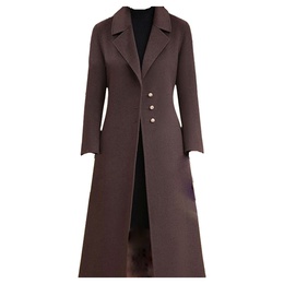 Casual Solid Color Button woolen Single Breasted Coat Woolen Coatpicture8